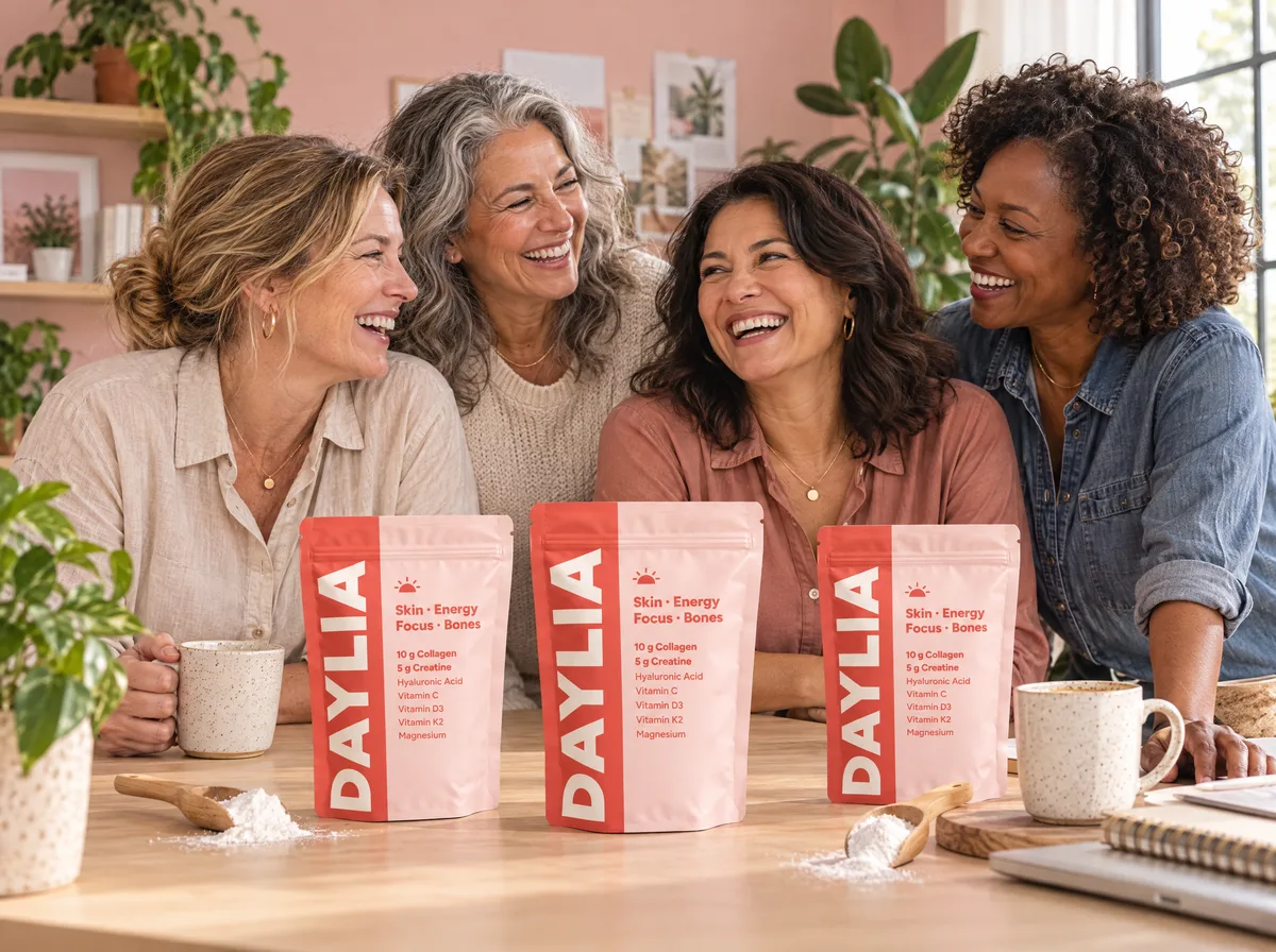 The Daylia team around a table with bags of Daylia